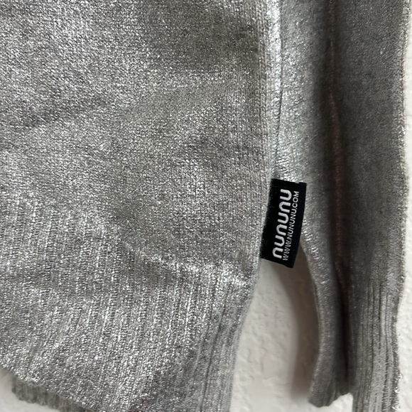 nununu Cashmere Metallic Ruffle Heart Patch Girls Sweater Made in Italy - Picture 3 of 7